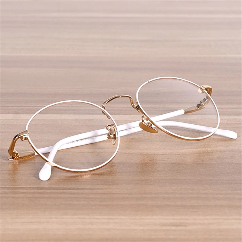 NOSSA классические большие круглые очки женские винтажные металлические белые