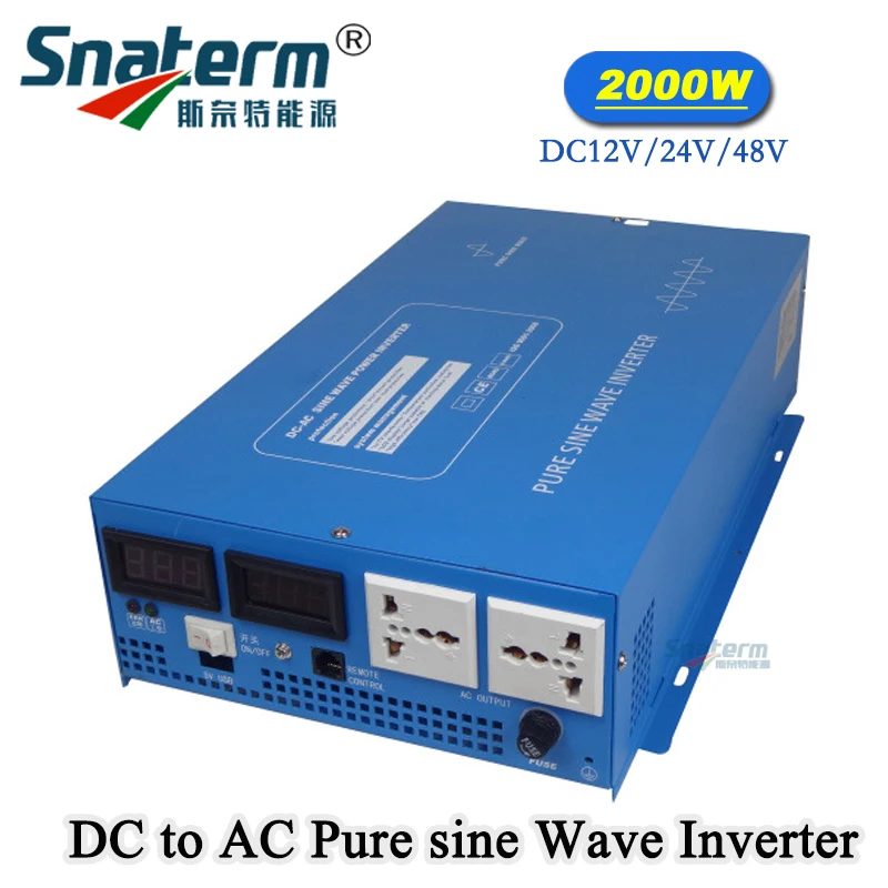 

4000W Peak 2KW Pure sine wave Power inverter 2000W 12V 24V 48V DC to AC 110V 230V 50Hz 60Hz LCD off grid power inverter with USB