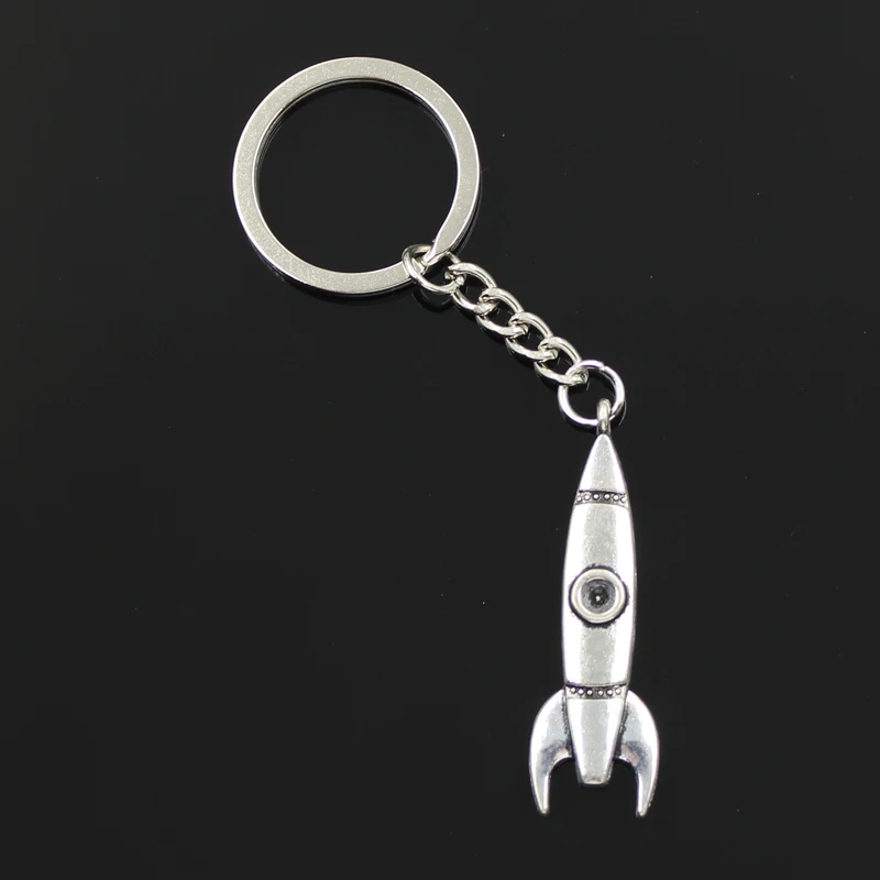 

new fashion men 30mm keychain DIY metal holder chain vintage rocket missile 50x15mm silver pendant Gift