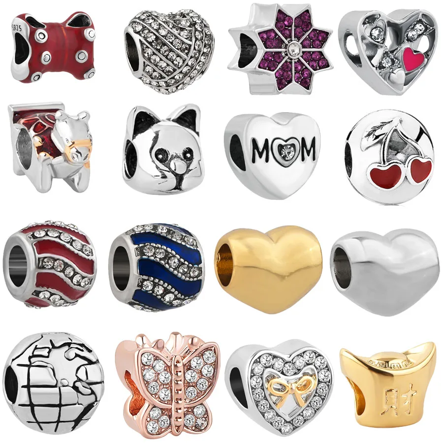 

free shipping 1pc 925 cat rose gold european mom bone butterfly diy bead&jewelry Fits Pandora Charm Bracelets mix037