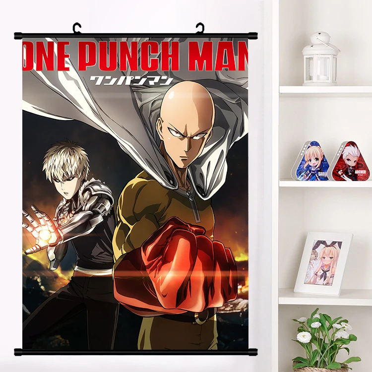 Anime One Punch Man Saitama Tatsumaki Genos Cosplay Wall Scroll