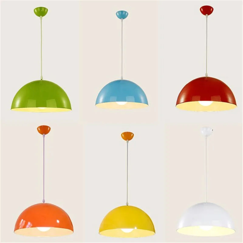 Современная подвесная люстра с одной головкой, лампа для ресторана, офиса, парикмахерского ресторана, цветная полукруглая Подвесная лампа