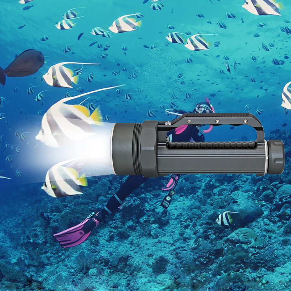 

Underwater Diving Flashlight Dive Light Waterproof Torch 6x XM-L2 LED White Lighting + 32650 Battery + EU/US Charger