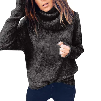 

South Korea fall Winter Ladies solid turtleneck knitted sweater long sleeves turtleneck sweater knitted jumper #xqx