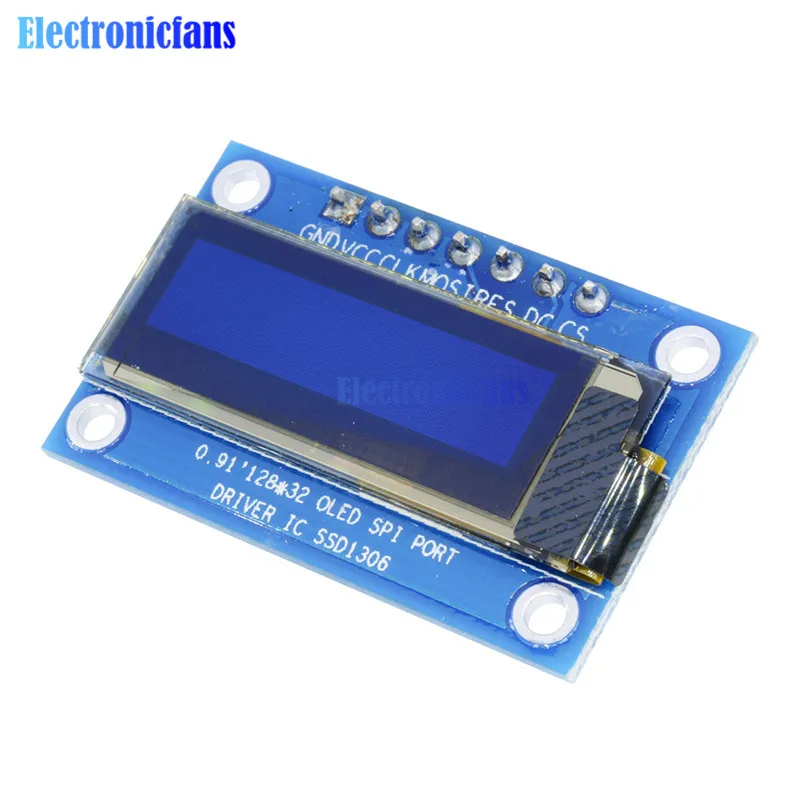 0,91 дюймовый 12832 128x32 синий OLED ЖК-дисплей SSD1306 Драйвер IC DC 3,3 V-5 V SPI для Arduino PIC DIY модуль