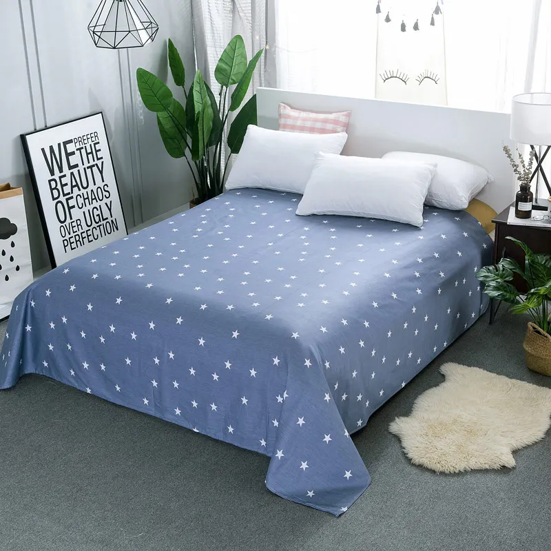 1-Piece-Blue-Stripes-Pattern-Flat-Sheet-for-Adult-100%-Cotton-Bed-Sheet-Queen-King-Size-Bed-Linen-Super-Soft-Bedspread-5