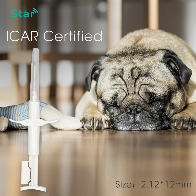 

(40pcs/lot) Dog cow cat microchip rfid pet ID syringe 2.12*12MM FDX-B 134.2KHz Animal Microchip Injector for pet identification