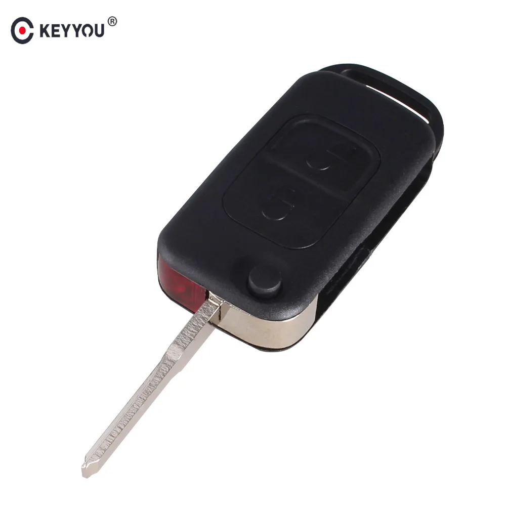 

KEYYOU 10pcs Flip Folding car Shell Remote Key Fob Case 2 Button For Mercedes Benz E113 A C E S W168 W202 W203 New