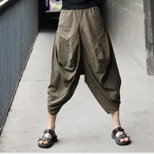 Лето г. для мужчин ретро повседневное хлопок белье шаровары стильные брюки ночной клуб певица костюмы свободные широкие ноги брюки для девочек мотобрюки