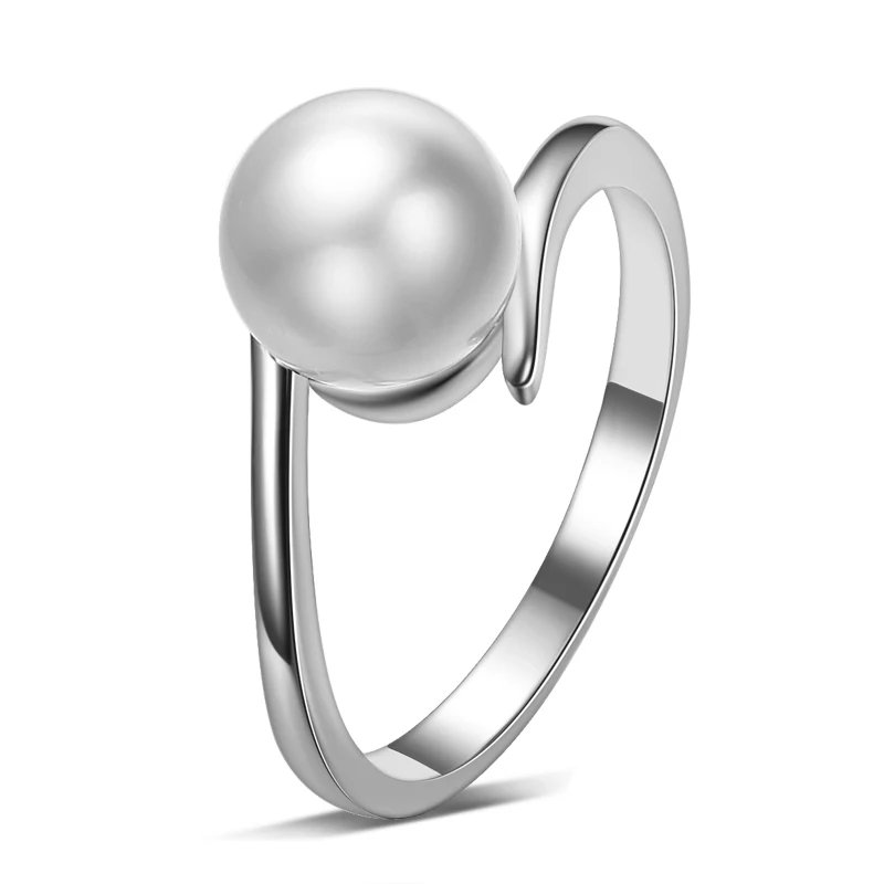 

2016 new arrival hot sell imitation shell pearl 925 sterling silver ladies`finger wedding rings jewelry wholesale
