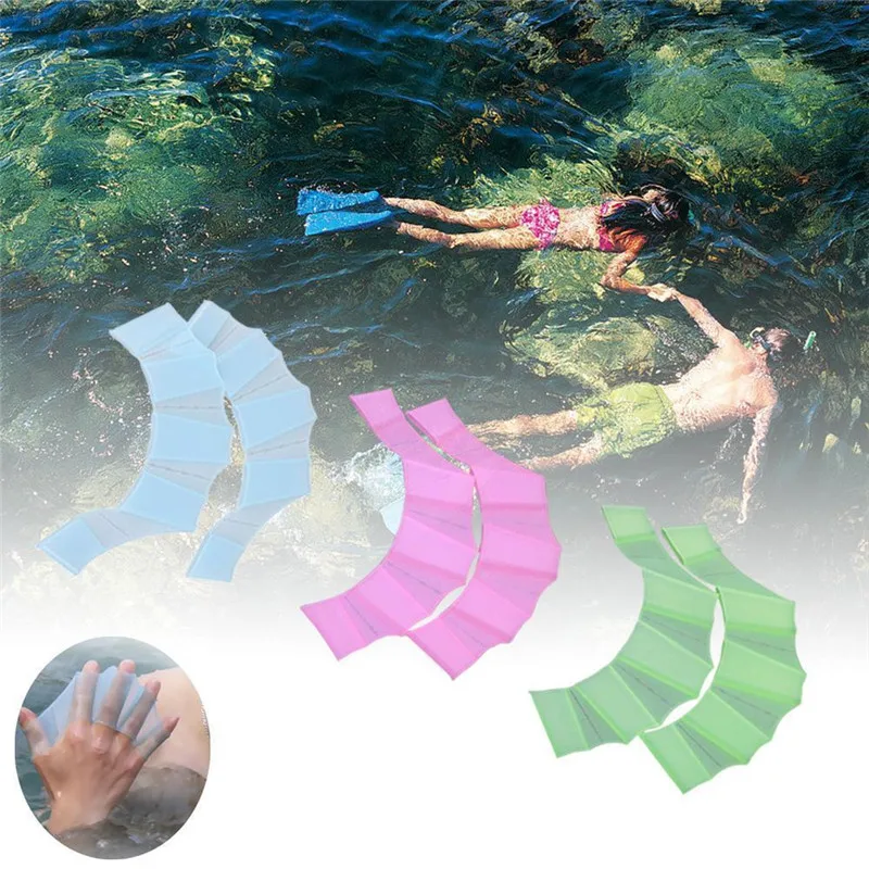 Силиконовые плавательный Рук Ласты для детей Для мужчин Для женщин подводный Training Руки Ласты воды спортивные перчатки пальцев оборудовать