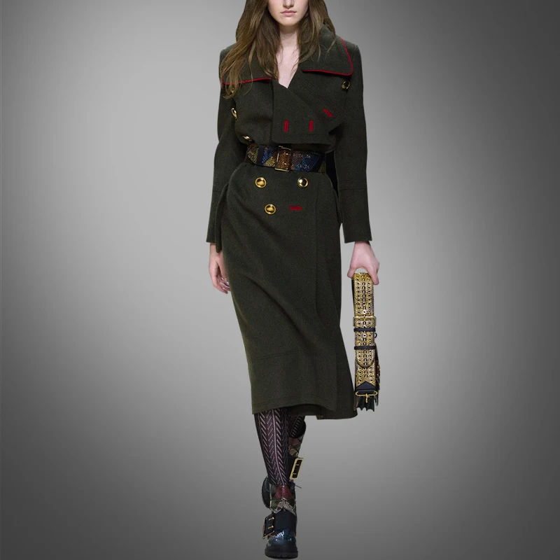 Autumn and winter are slim long wool coat and wool coat