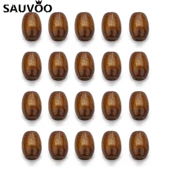 

SAUVOO 500pc Natural Wooden Beads Brown Barrel Shape Spacer Beads No Harm Beads for DIY Kid Necklace Jewelrys Makings 6X8mm