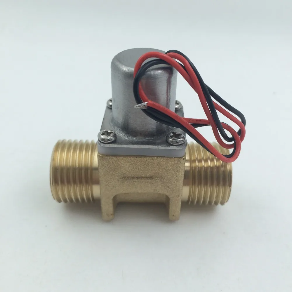 Brass G1/2 Male Electric Solenoid Valve Water Purifier Inlet Flow Switch 