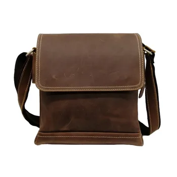 

New men luxury crazy horse leather shoulder bag genuine leather male casual crossbody bag designer bags in genuine leather