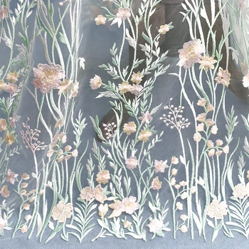 

Colorful Tree Flowers Mesh Fabric Soft Solid Color Fabric For Wedding Dress Kids Costumes Curtains Stage Show Background Decors