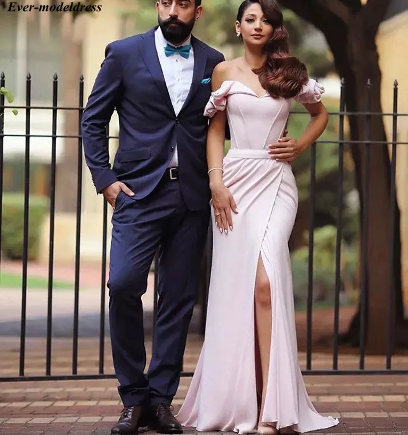 

Dubai Evening Dresses Long 2019 Off Shoulder Split Zipper Back Chiffon Mermaid Formal Gowns Prom Party Dresses Vestidos De Festa