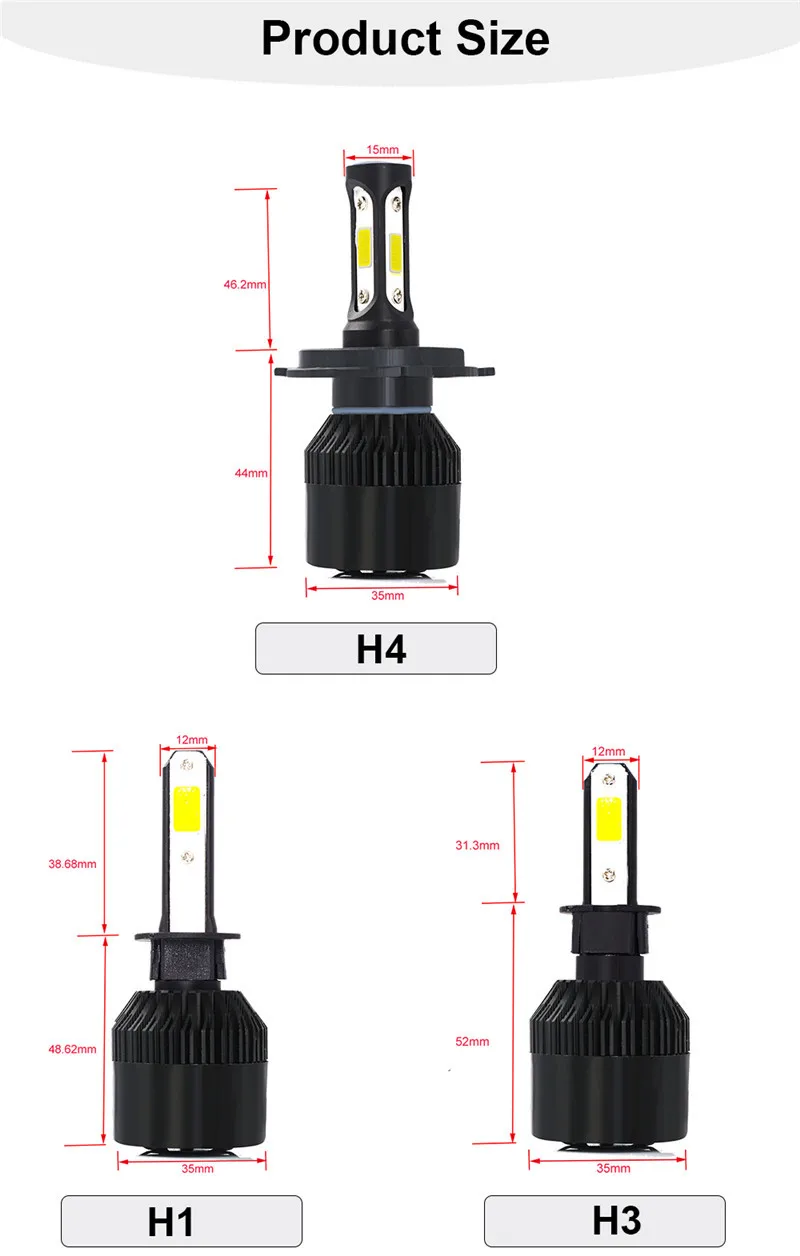 YHKOMS мини Размеры H1 H3 H4 H7 H8 H9 H11 9005 9006 880 881 с can-bus 3000K 4300K 6500K 8000K 25000K светодиодный лампы 10000LM Автомобильные фары 12V