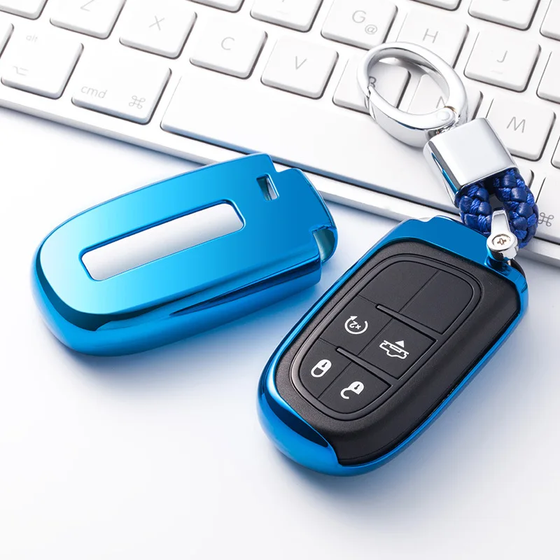 

2019 Soft TPU Key Cover Case For Dodge Journey Charger for Jeep Renegade Grand Cherokee for Chrysler 200 300 Car Key Protection