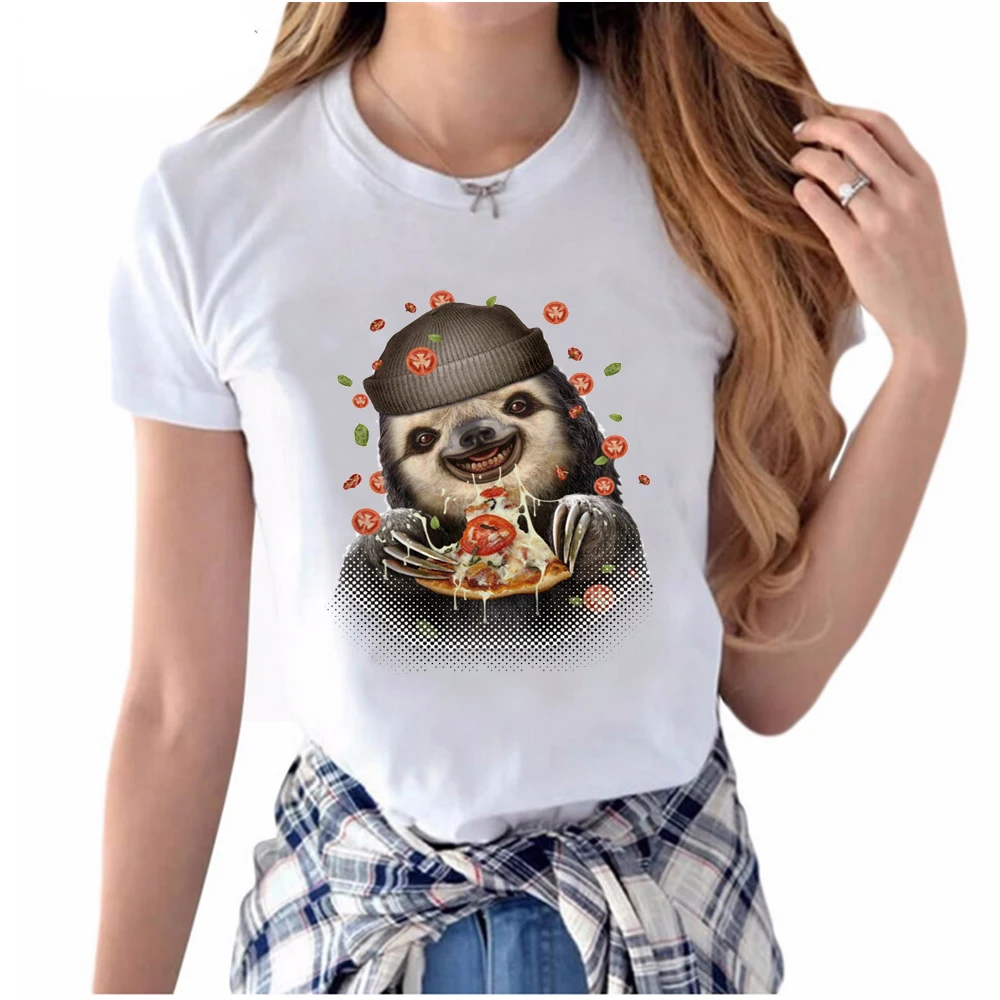 2017 new summer fashion women's Tops sloth soft drink T Shirt super