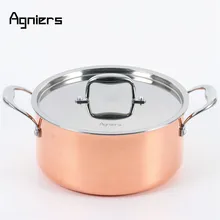 Agniers 24 см Кастрюля для бульонов из нержавеющей стали со стальным покрытием пятислойный медный плакированный стальной суп с крышкой