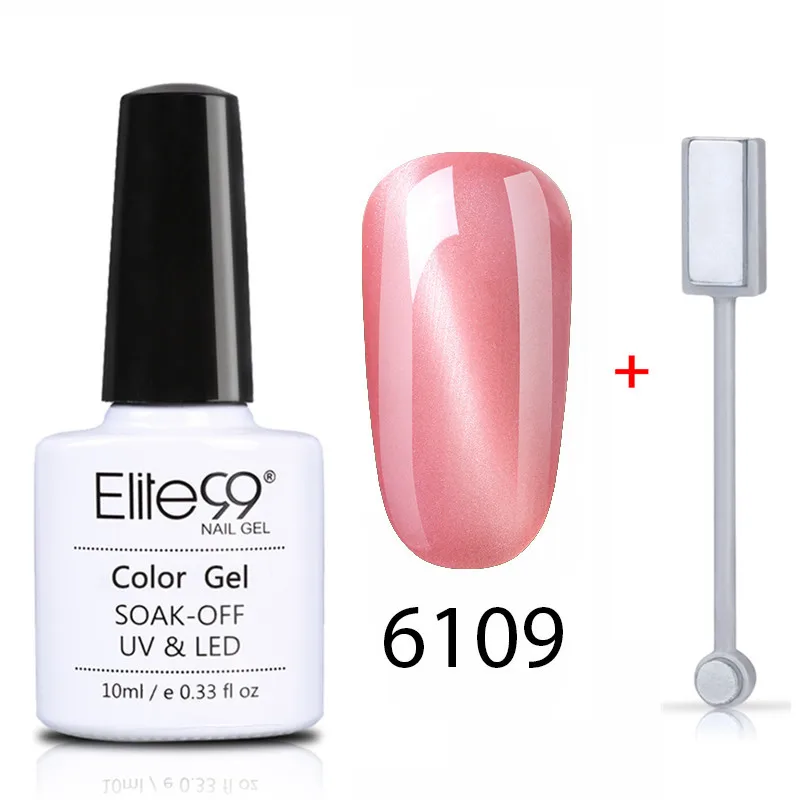 Elite99 10 мл нефритовый лак для ногтей с эффектом «кошачий глаз» вылеченный УФ-светодиодный Гель-лак жемчужного цвета Полупостоянный Магнитный Гель-лак - Цвет: 6109 and Magnet