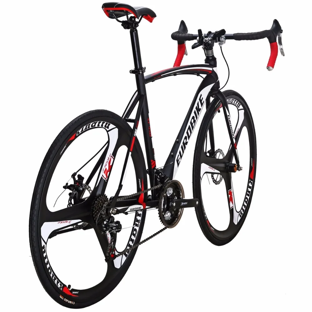 EUROBIKE Road Bike 21 Speed 700C Bicycle Dual Disc Brake Frame size 54cm 3-Spoke Bike