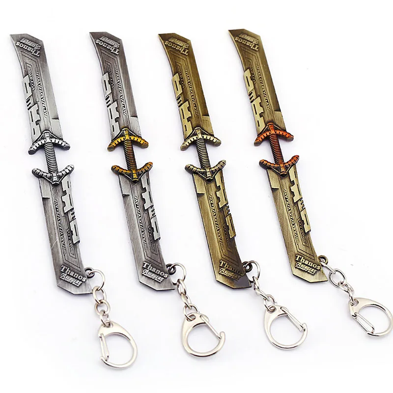 

Marvel Avengers 4 Thanos Double-edged sword keychain New Weapons glove Gauntlet keyring metal cosplay gift for women men jewelry