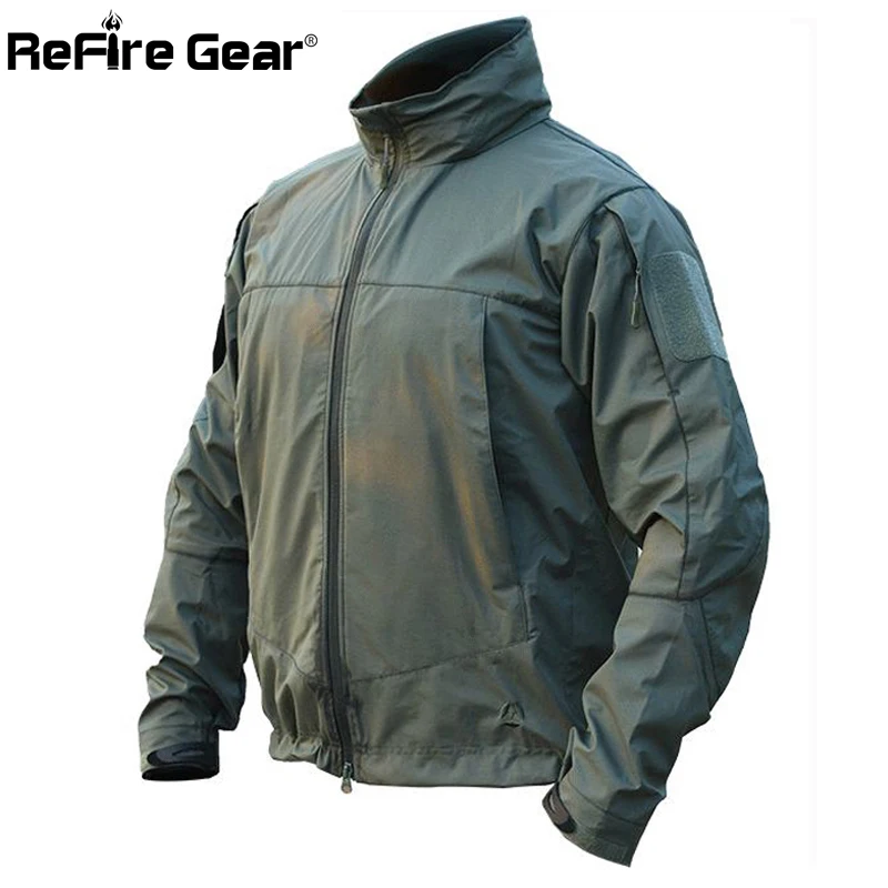 

ReFire Gear Autumn Tactical Soft Shell Military Jacket Men Waterproof Hooded Windbreaker Coat Spring Casual Field Army Jackets