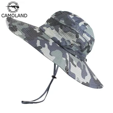 CAMOLAND UPF 50+ пляжные кепки для мужчин летняя Солнцезащитная шляпа камуфляжная Панама для мужчин Кепка для защиты от ультрафиолета наружная рыболовная сетка шляпы