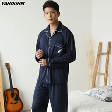 Осенне-зимние хлопковые Пижамные комплекты для мужчин, пижама с длинным рукавом, мужской кардиган для отдыха, одежда для сна, домашняя одежда, пижама Hombre