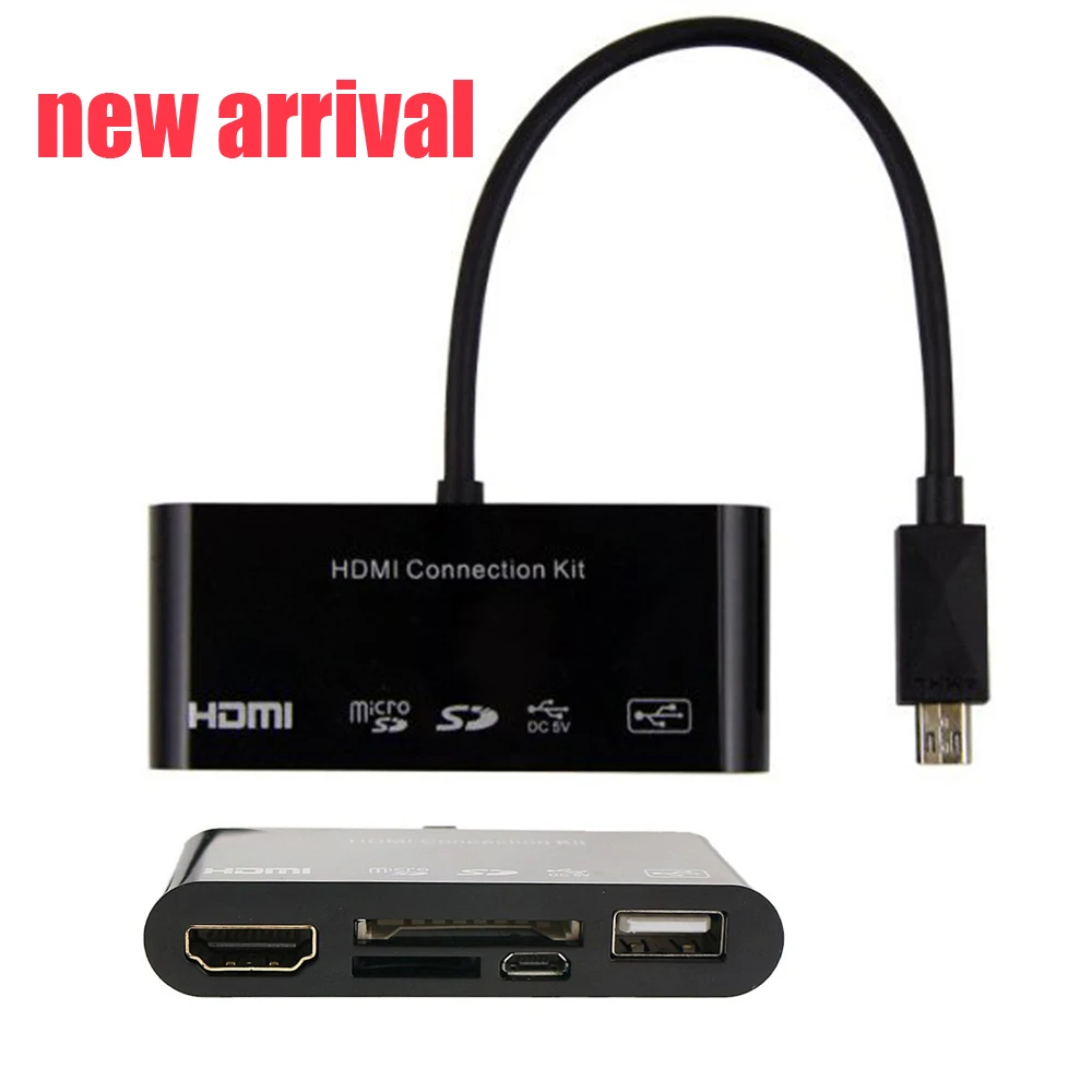 Micro USB OTG Sd Tf HUB Card Reader MHL to Hdmi Hdtv Adapter Connection