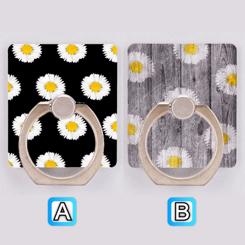 

Daisy Flower On Wood Cell Mobile Phone Holder Ring Mount Universal Rotate