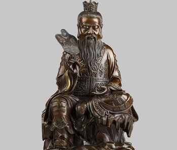 

16" China Taoism Senior Moral Old God Lao-tzi Hold Fan Pure Bronze Statue