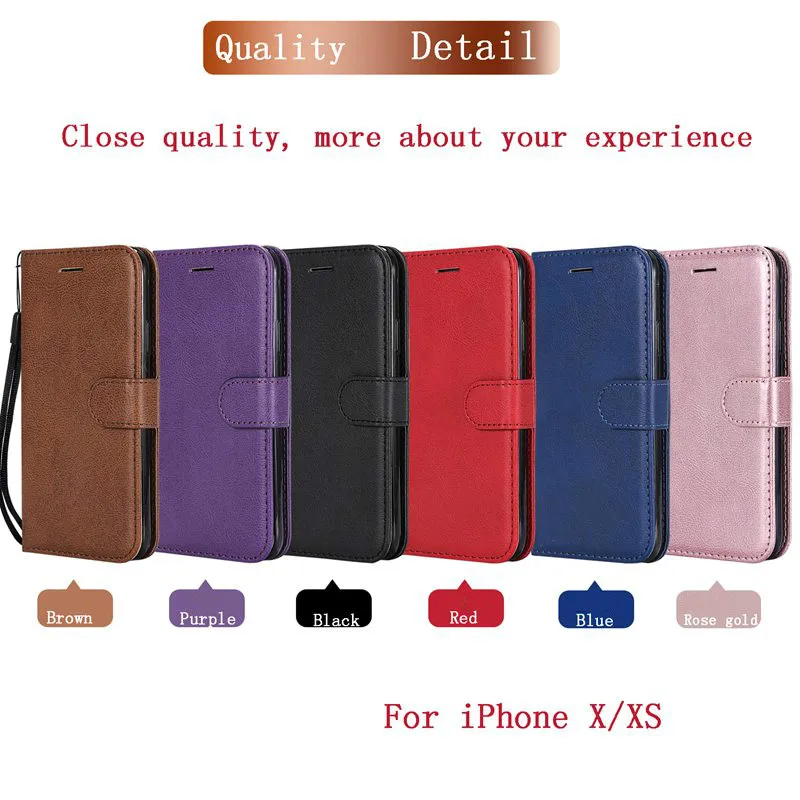 Soft Feel Flip Leather Wallet Case Card Slots Stand W/Lanyard For iPhone 5 5S SE2020 6/6S/7/ 8Plus X XS Max XR 11 12 13 Pro Max flip phone case