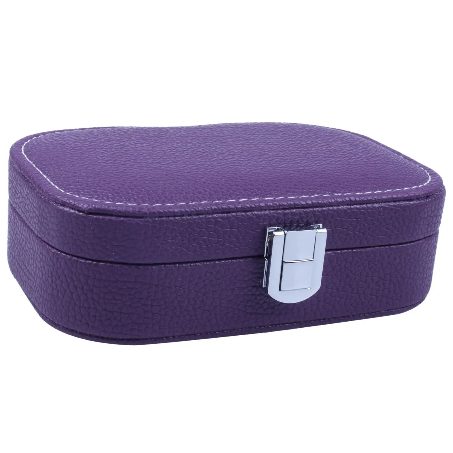 Мини-коробка-органайзер для ювелирных изделий из искусственной кожи, шкатулка для украшений, подарок на день рождения, коробка для хранения сережек и колец - Цвет: Purple