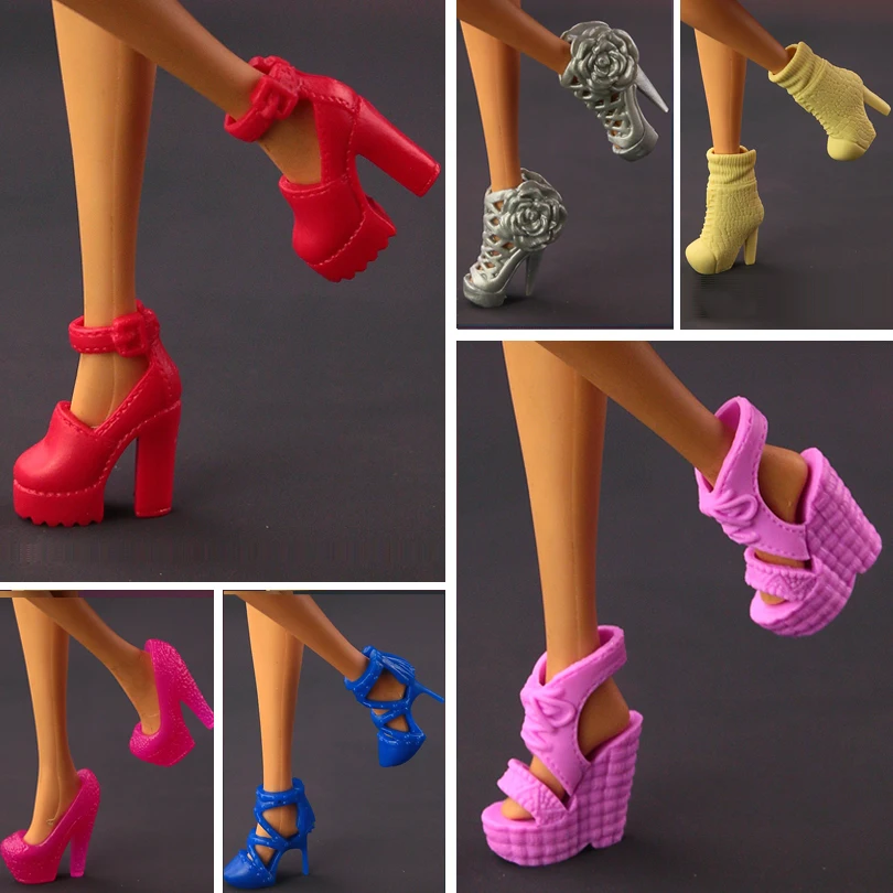 

2019 Fashion Colorful Original shoes for barbie doll high quality yellow shoes Doll accessories Free shipping