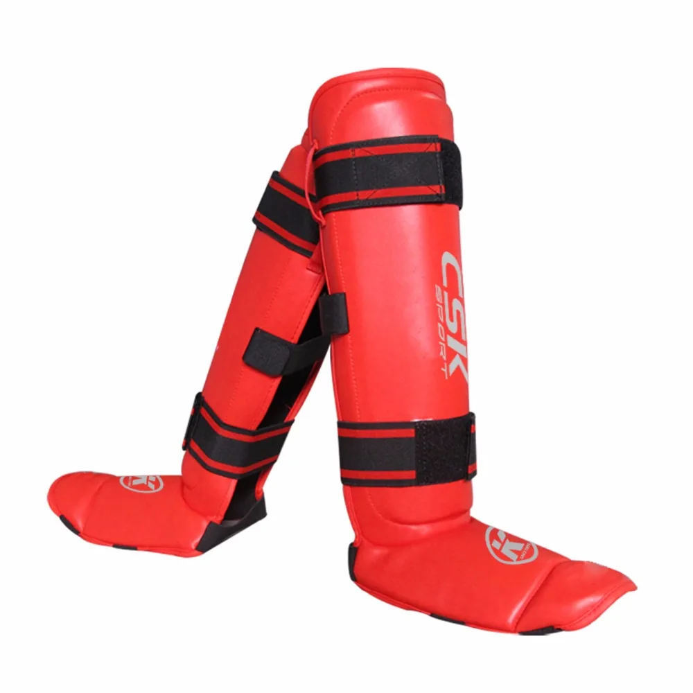 

2017 New Wholesale Red Black CSK Shin Guards kickboxing Sanda boxing Leggings Ankle protection for MMA Muay thai shin pads