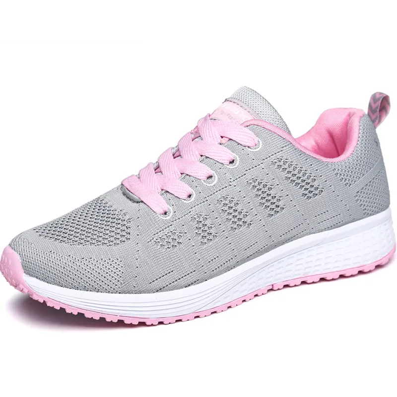 Hundunsnake/дышащие женские кроссовки; женская спортивная обувь; женская летняя обувь для бега; женская белая Баскетбольная обувь; код; T568 - Цвет: grey pink