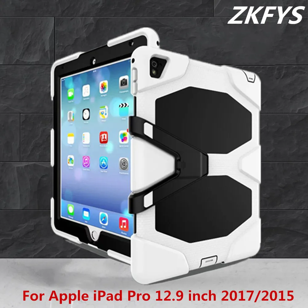 

Fashion Tablet Case For Apple iPad Pro 12.9 inch 2017 2015 Tablet Case Drop resist Hybrid Armor Kickstand PC Silicone Skin Cover