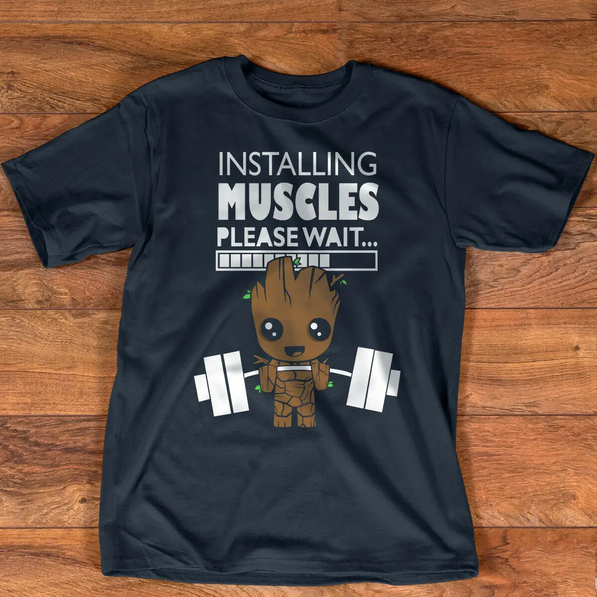 

Installing Muscle Please Wait Baby Cute Gym Yoga Parody T Shirt