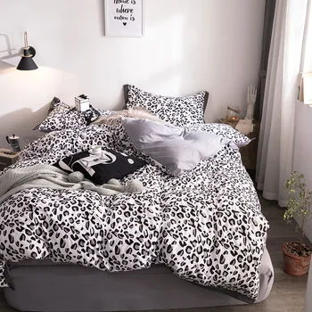 

Black Leopard Print Bedding Sets Kids Adults Duvet Cover Bed Sheet Pillowcase Queen King Bedding Set Luxury fashion bedclothes
