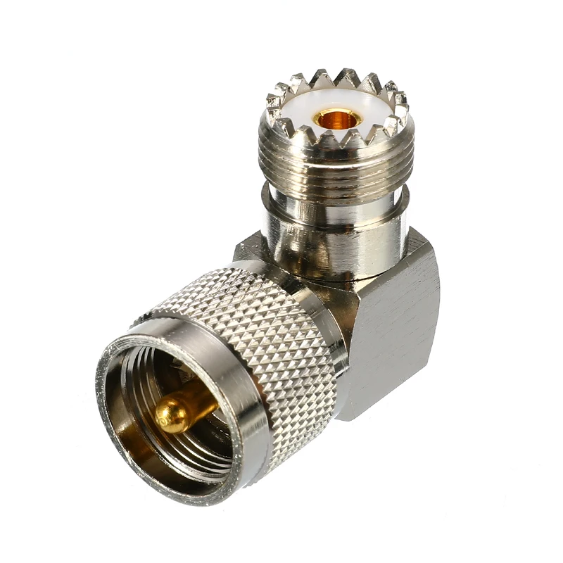 UHF PL-259 Male Plug to SO-239 Female Right Angle 90 Degree RF Adapter Connector |