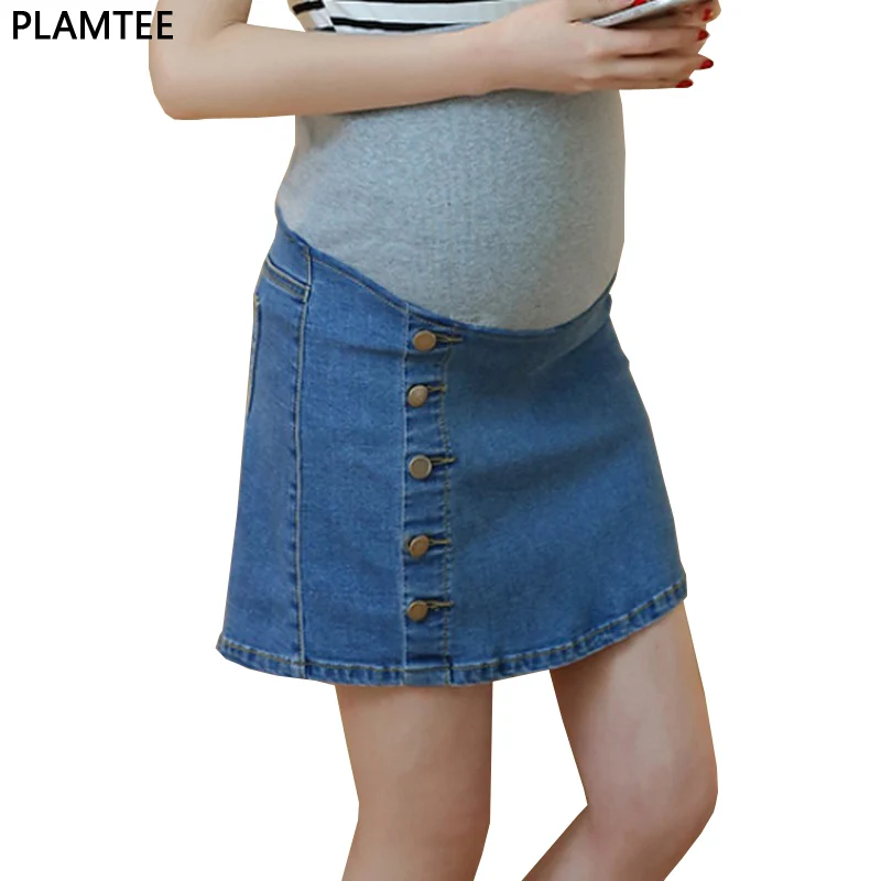 Fashion Denim Maternity Skirts With Safety Pants M 2xl Care Belly Jeans