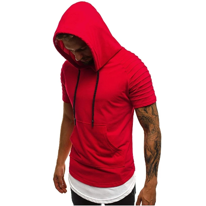 

Men's T Shirt 2019 Summer Slim Fitness Hooded Short-Sleeved Tees Male Camisa Masculina Sportswer T-Shirt Slim Tshirt Homme