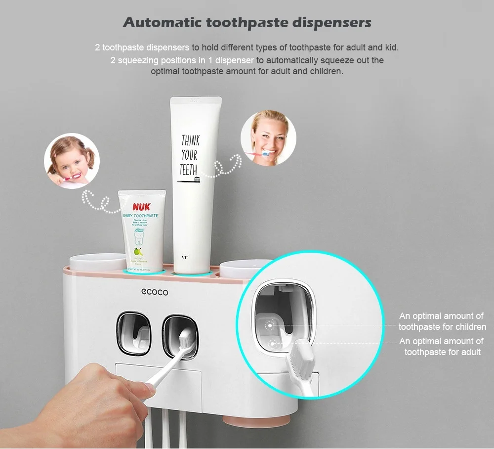 Автоматический Диспенсер зубной пасты с настенным креплением держатель для зубной пасты и для зубной щетки соковыжималка с 5 щетками набор