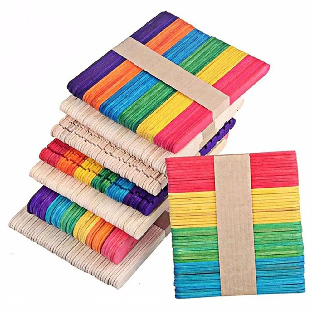 

Funny 50pcs Creative DIY Wooden Popsicle Stick Geometric Shape Personalized Jigsaw Art Building Toy Puzzle Blocks