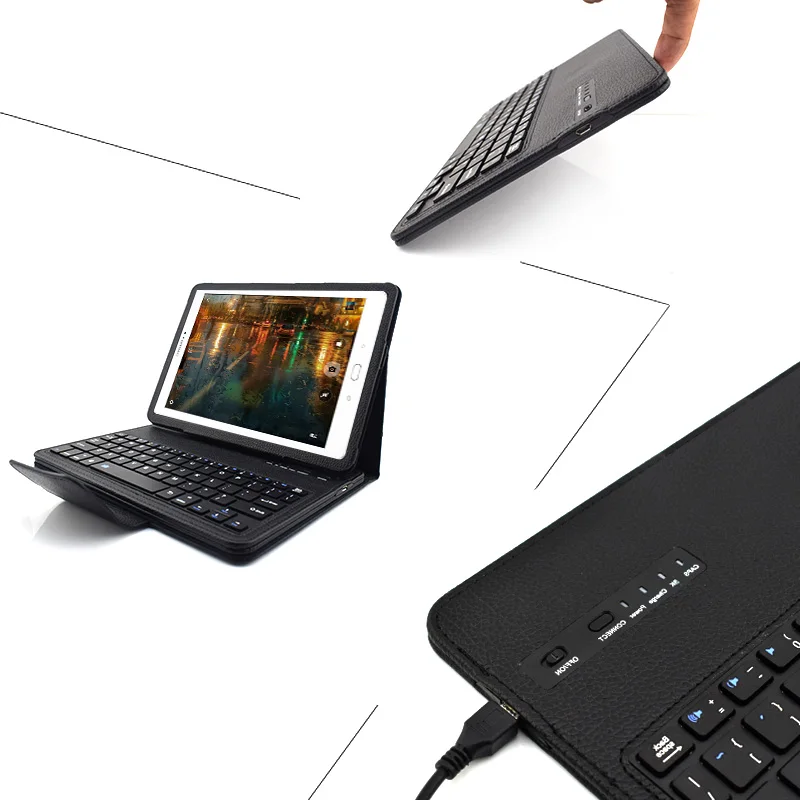 Беспроводная bluetooth-клавиатура для samsung Galaxy Tab S2 9,7 T810 T815 T550 из искусственной кожи с откидной крышкой, Защитная пленка для экрана+ стилус