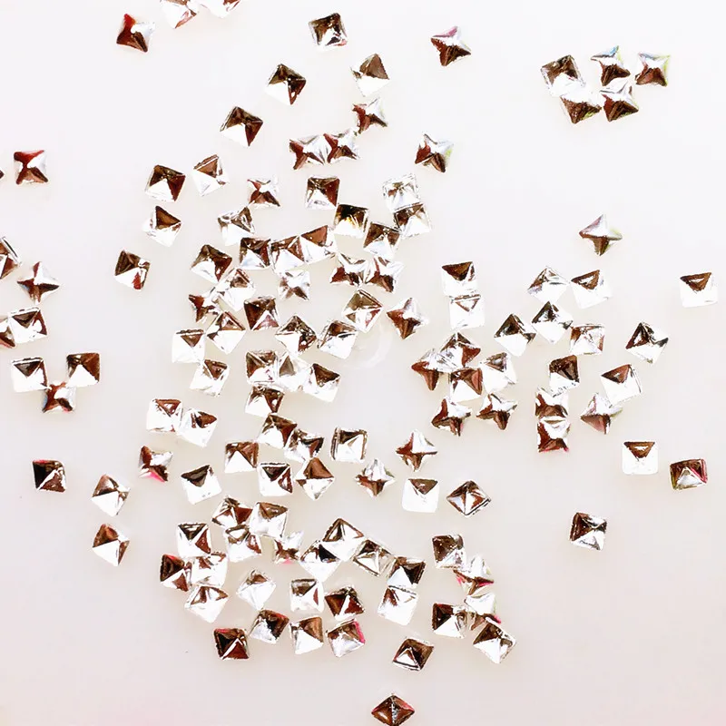 500Pcs/Lot  Gold Silver Square Rivets Studs  Metal Alloy Nail Art Decorations 3D DIY Nail Stickers/Charms 4