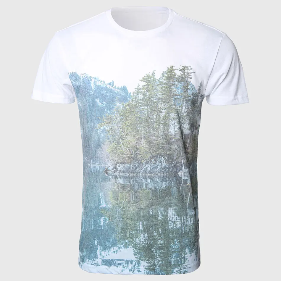 

3D Print T Shirt Men Cool T-Shirts Male Short Sleeve Hawaii O Neck Tops White Printed Cotton